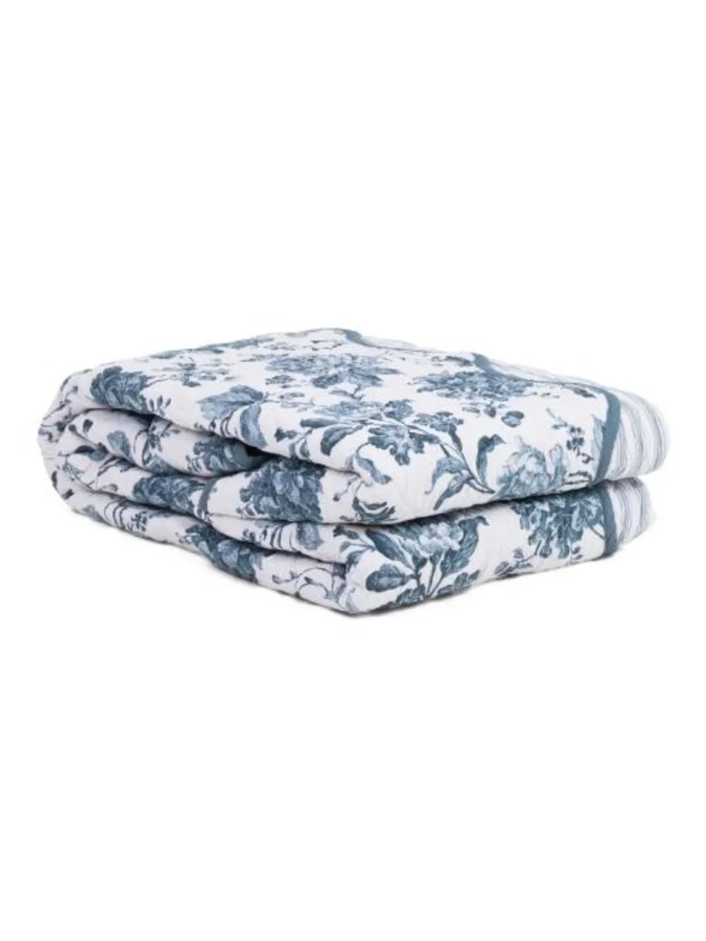 RACHEL ASHWELL Cotton Floral Stripe Reversible Quilt